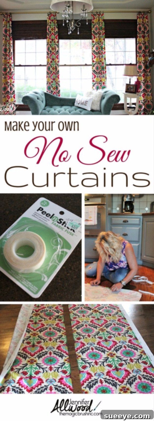 No Sew Office Curtains Stylish no-sew curtains designed for a home office.