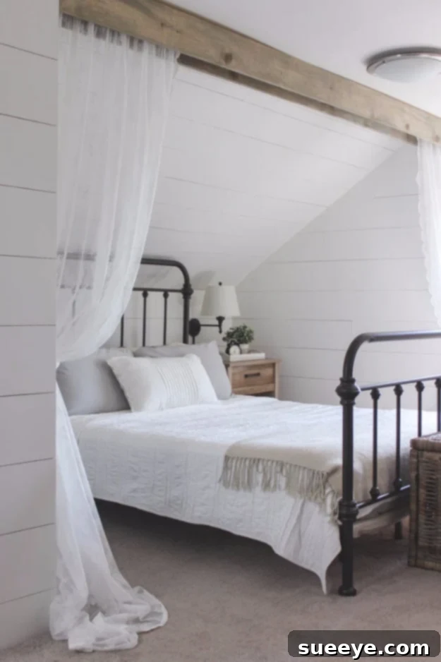 Wood Beam and Lace Curtains Romantic lace curtains hanging from a natural wood beam.