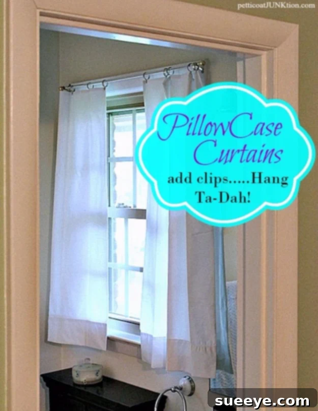 White Pillowcase Curtains Fresh white curtains made from pillowcases.