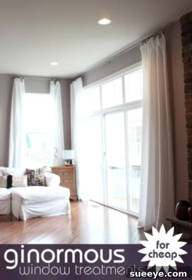 Extra Long Curtains DIY Elegant extra-long DIY curtains creating a sense of height.