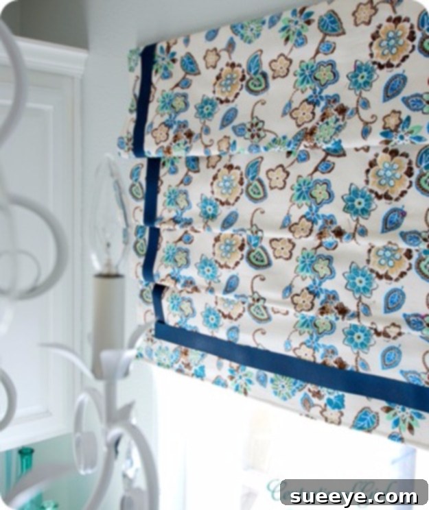 DIY Fixed Flat Fold Roman Shade A stylish DIY fixed flat fold Roman shade.