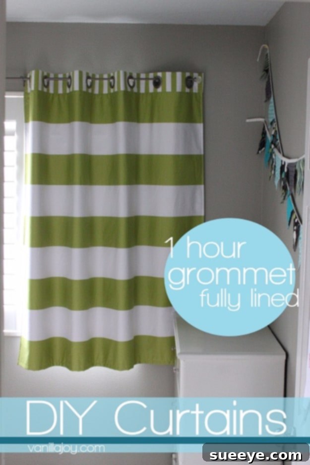 Lined Grommet Top Curtain Tutorial Modern lined grommet top curtains for easy opening and closing.
