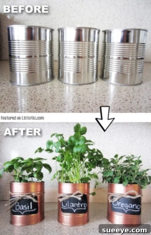 Copper Tin Can Planters DIY Copper Tin Can Planters for stylish organization