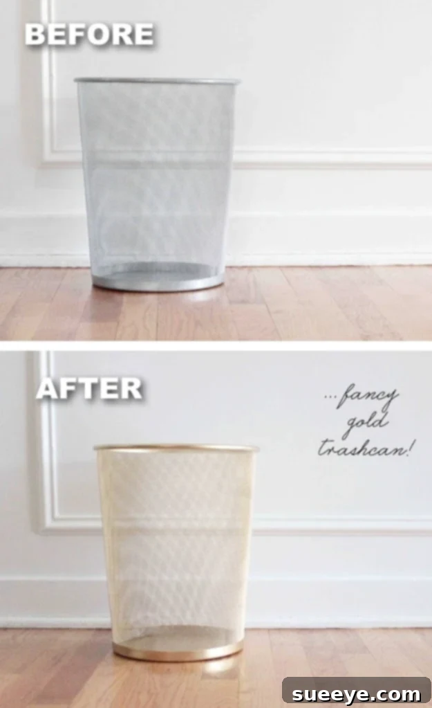 Trash Can Makeover Trash Can Makeover with spray paint