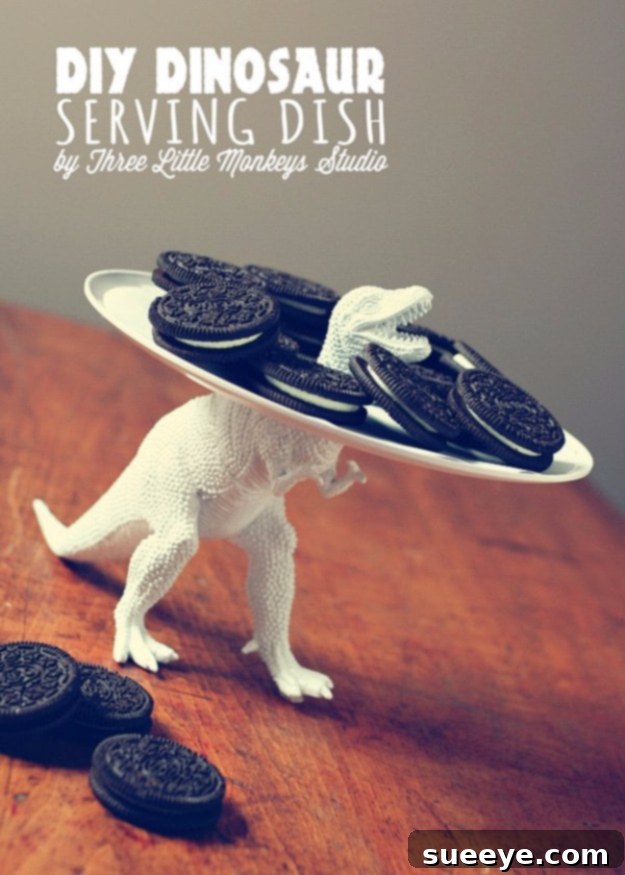 Dinosaur Serving Dish DIY Dinosaur Serving Dish for unique party decor