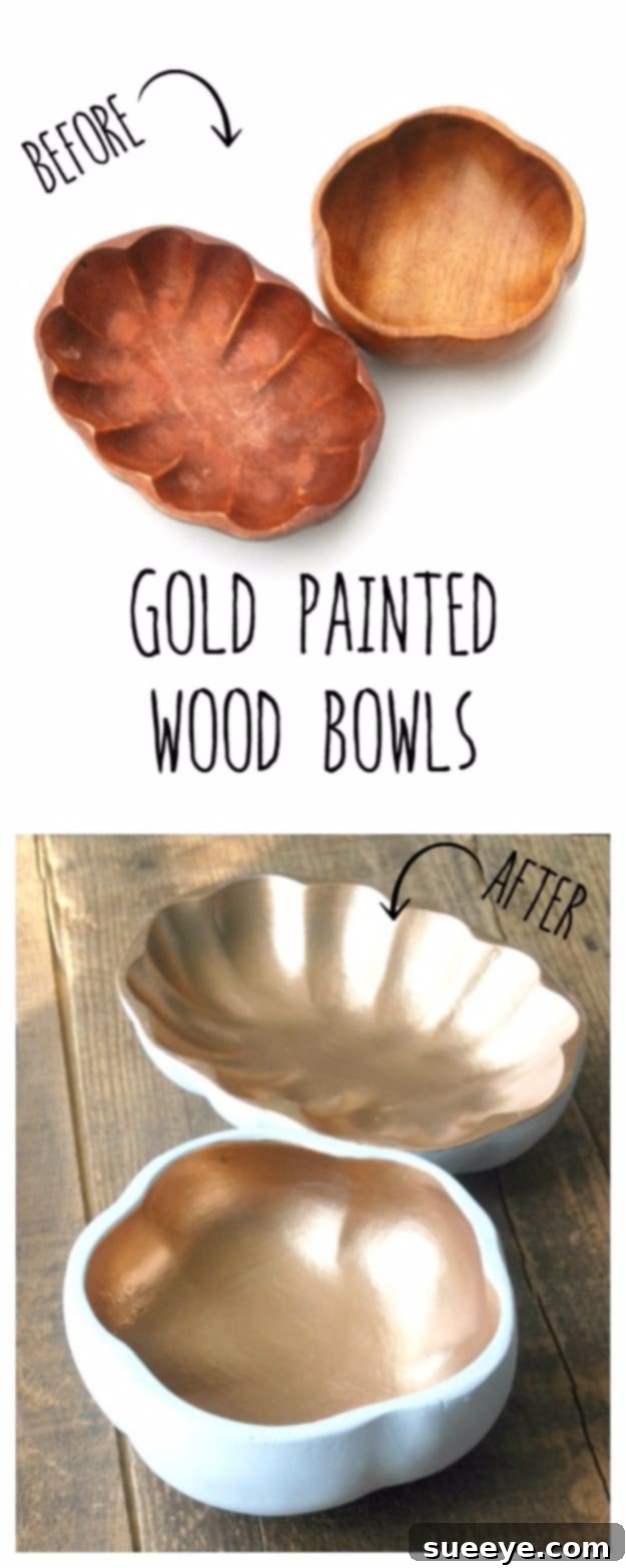 Gold Painted Wood Bowls Gold Painted Wood Bowls for rustic glam decor