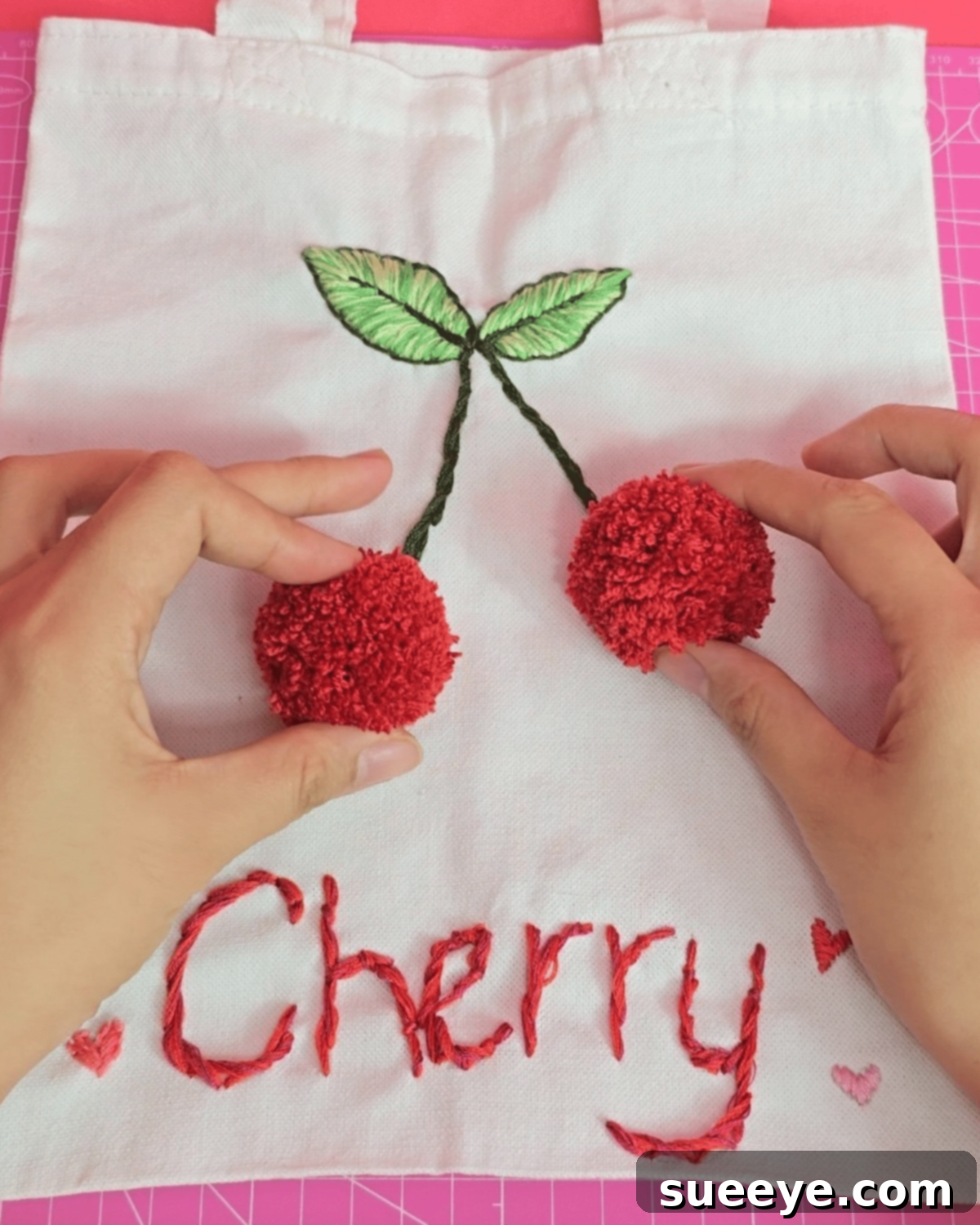 Embroider a Taste of Summer on Your Tote 6 Secure Pom-Poms and Add Text to Your Embroidered Tote Bag