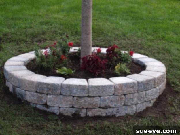 Tree Retaining Wall DIY project to build a retaining wall around a tree for aesthetic and practical benefits