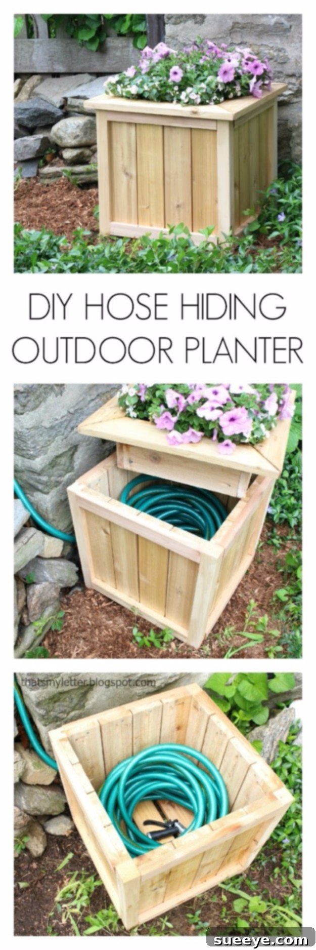 Hose Hiding Planter Creative DIY outdoor planter to hide unsightly garden hoses