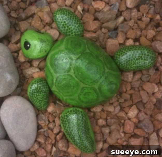 Painted Rock Turtles Creative DIY garden art: painted rocks resembling turtles