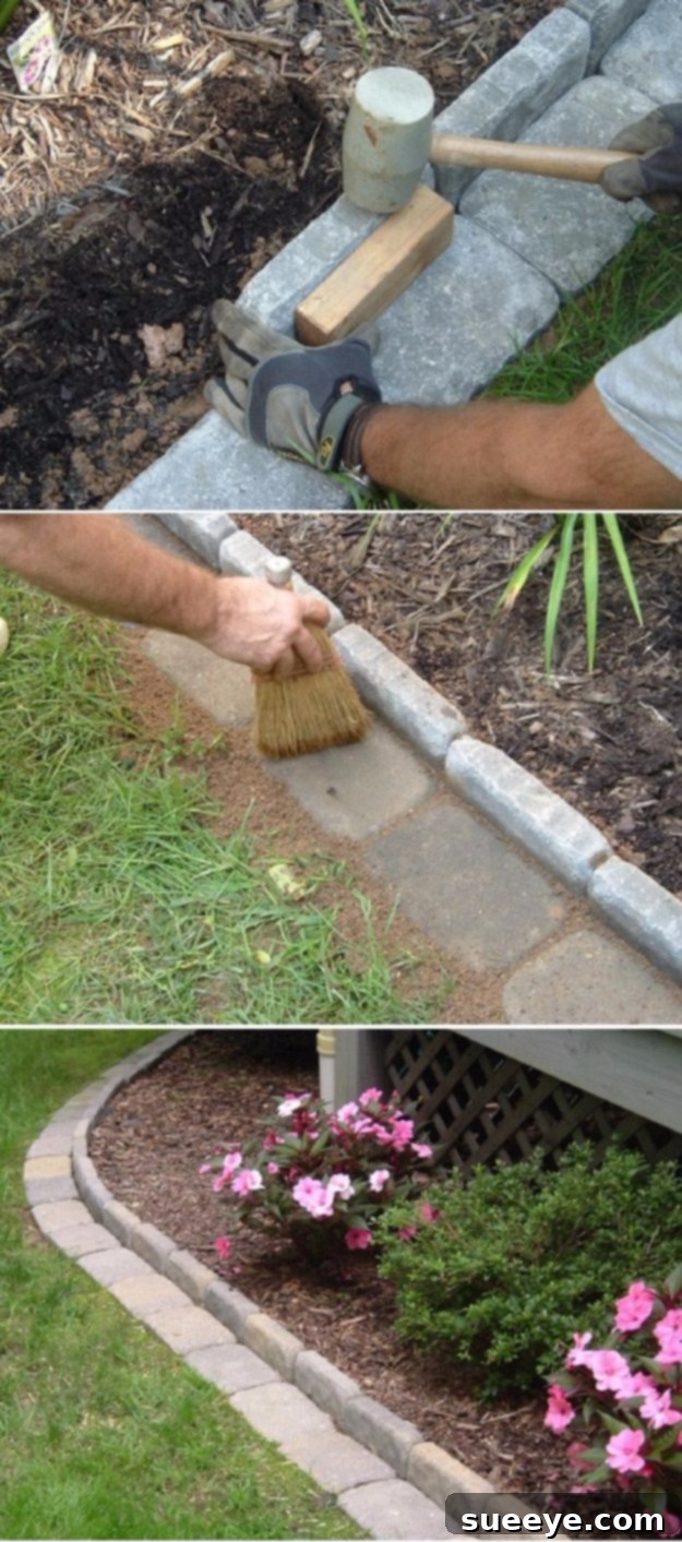 Brick Flower Bed Edging Classic DIY brick edging for neatly defining garden flower beds