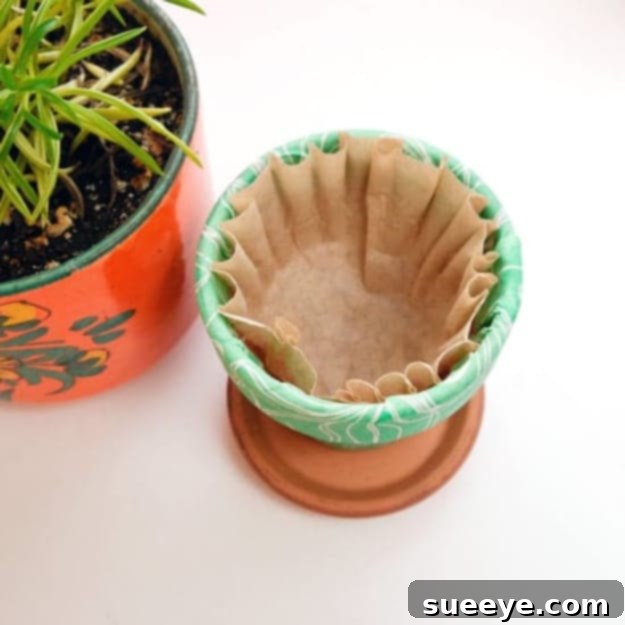 Coffee Filter Pot Hack Simple coffee filter hack to prevent soil loss from plant pots