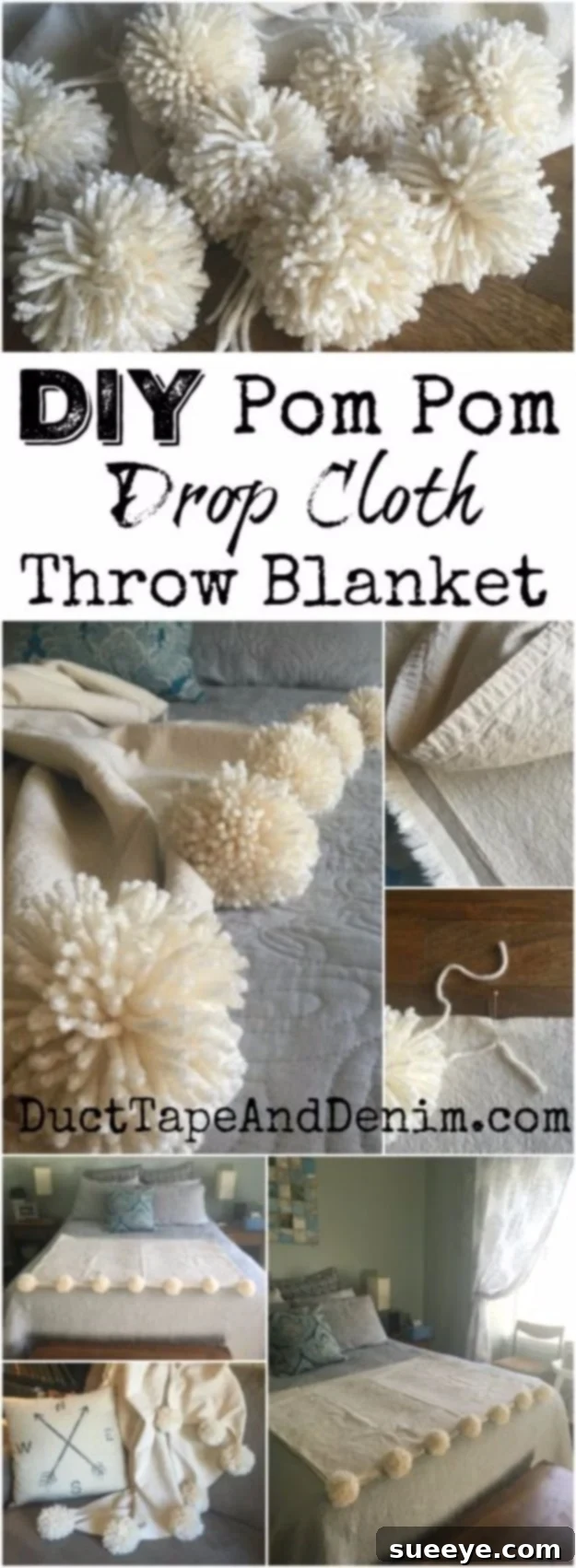 DIY Drop Cloth Pom Pom Blanket Creative Pom Pom Drop Cloth Throw Blanket