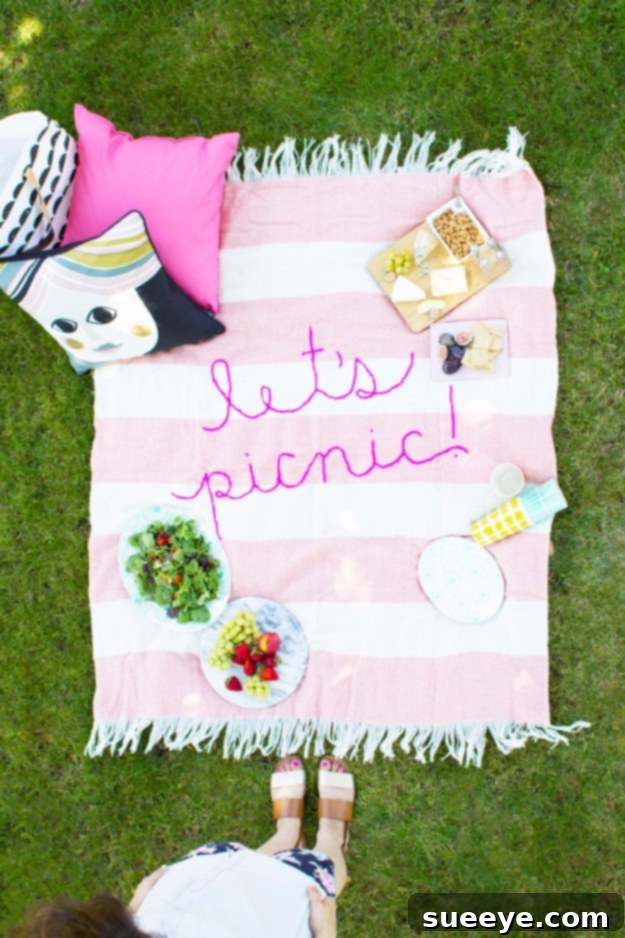 Creative DIY Giant Embroidery Picnic Blanket Hand-Embroidered Giant Picnic Blanket for Outdoor Fun