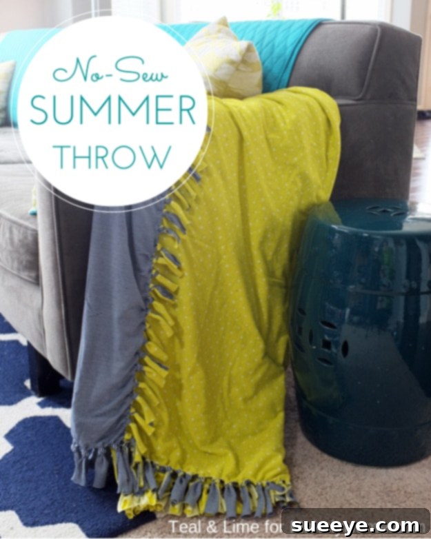 Easy No-Sew Summer Throw Blanket Vibrant No-Sew Color Block Summer Throw Blanket
