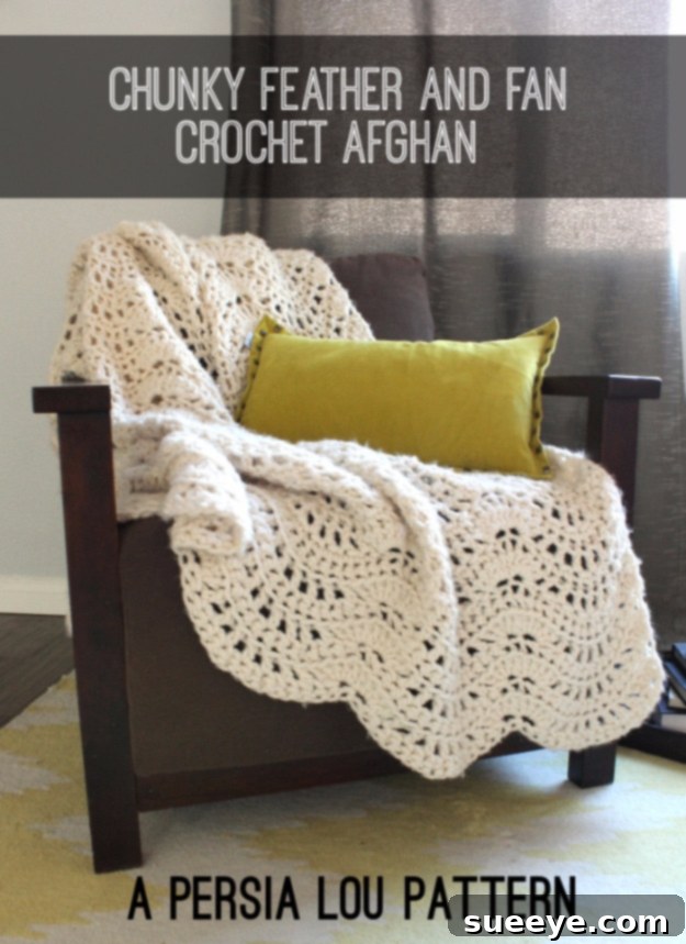 DIY Chunky Feather & Fan Crochet Throw Crochet Chunky Feather and Fan Afghan Blanket