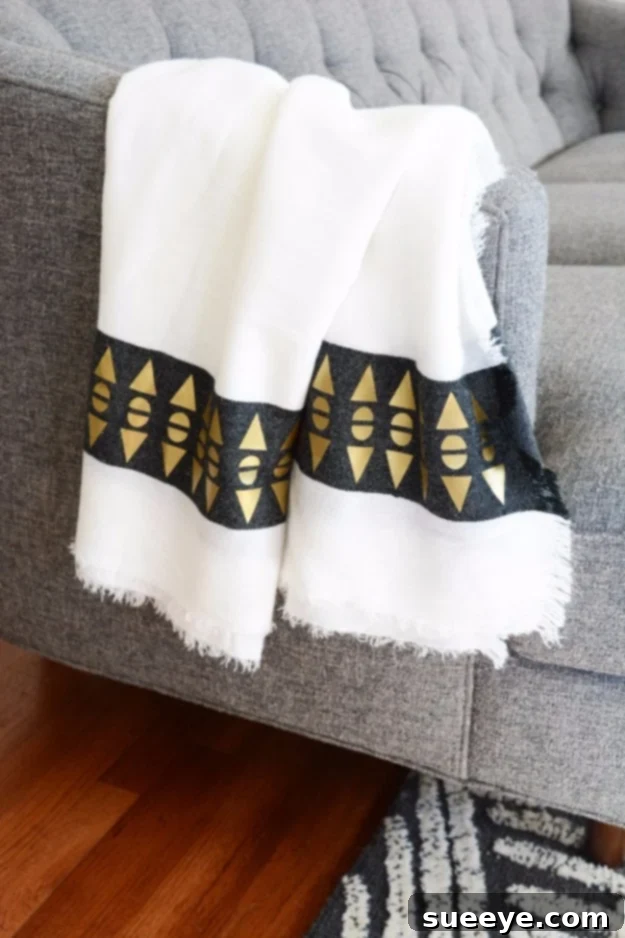 DIY Geometric Edge Blanket for Chic Decor Custom Geometric Patterned Edge Throw Blanket using Cricut