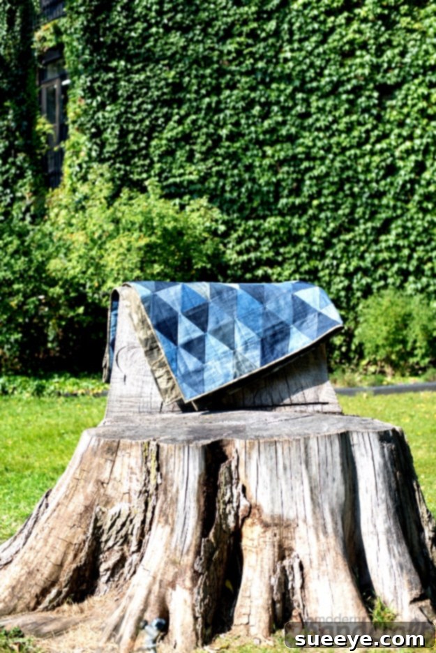 DIY Denim Triangle Quilt Project Geometric Upcycled Denim Triangle Quilt Design