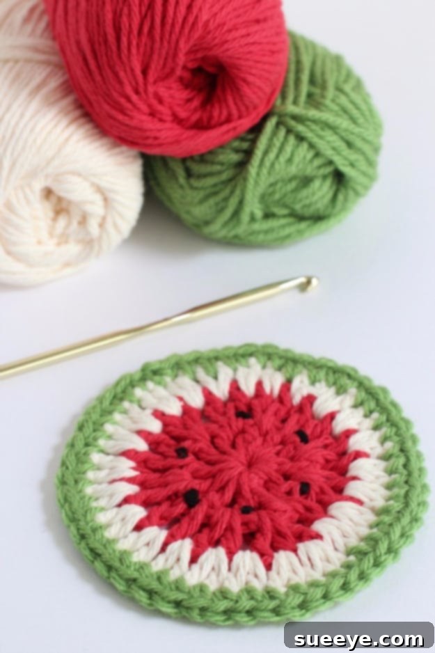 Crochet Watermelon Coasters Crochet Watermelon Coasters