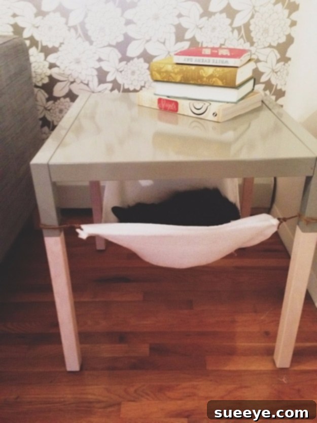 DIY a comfortable under-table hammock for your cat Create An Under Table Cat Hammock for a cozy and hidden resting spot