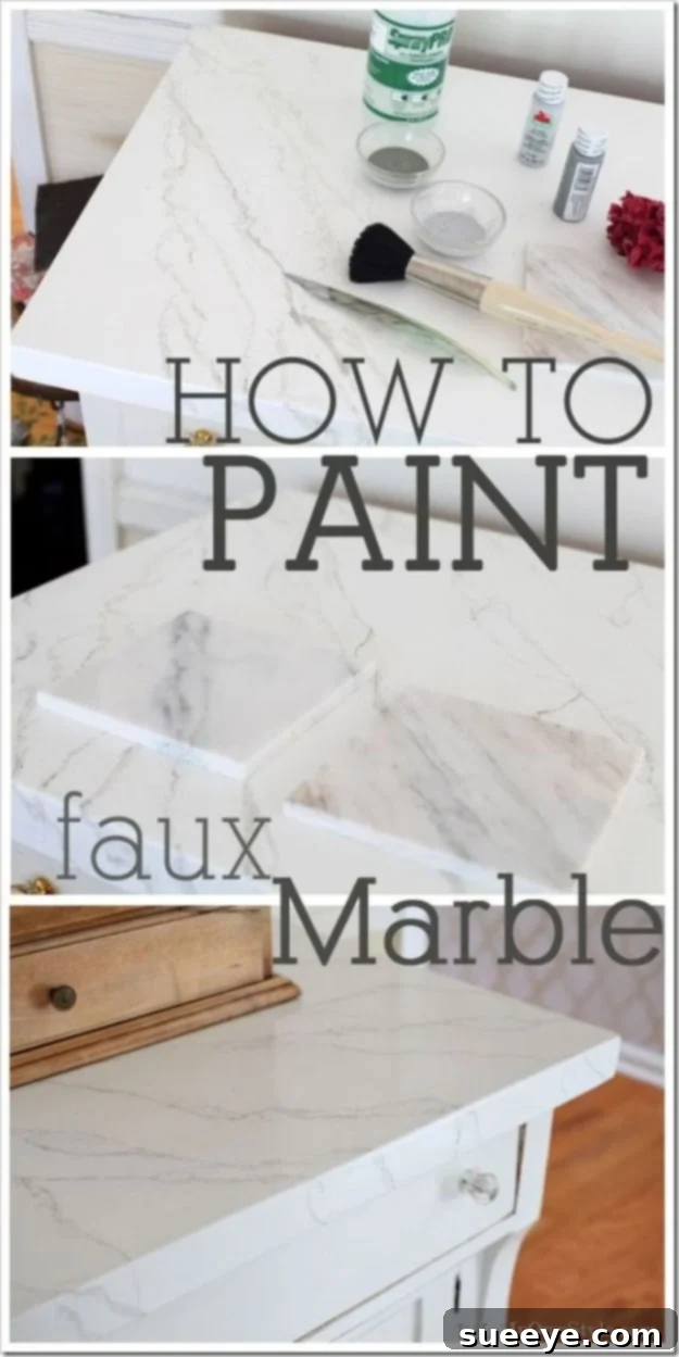 DIY Faux Marble Ideas - Faux Carrara Marble Painting Technique - Easy Crafts and DIY Projects With Faux Marbling Tutorials - Paint and Decorate Home Decor, Creative DIY Gifts and Office Accessories Faux Carrara Marble Painting Technique - Achieve Realistic Stone Finishes for Luxurious Home Interiors