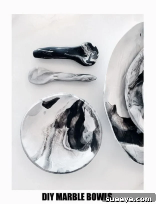 DIY Faux Marble Ideas - DIY Faux Marble Mini Bowls - Easy Crafts and DIY Projects With Faux Marbling Tutorials - Paint and Decorate Home Decor, Creative DIY Gifts and Office Accessories c DIY Faux Marble Mini Bowls - Creative Crafts for Decorative Storage and Elegant Home Accents