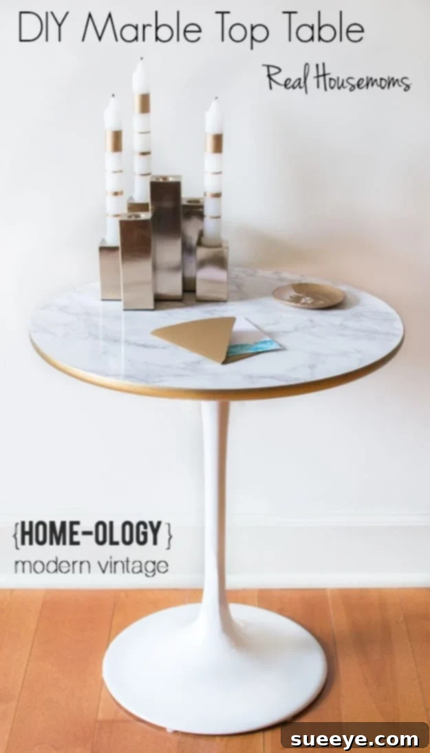 DIY Faux Marble Ideas - DIY Marble Top Table - Easy Crafts and DIY Projects With Faux Marbling Tutorials - Paint and Decorate Home Decor, Creative DIY Gifts and Office Accessories DIY Marble Top Table - Budget-Friendly Dining Room Ideas for Elegant and Luxurious Home Furnishings