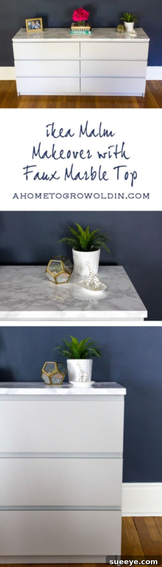 DIY Faux Marble Ideas - Ikea Malm Dresser with a Marble Top - Easy Crafts and DIY Projects With Faux Marbling Tutorials - Paint and Decorate Home Decor, Creative DIY Gifts and Office Accessories Ikea Malm Dresser with a Marble Top - IKEA Hacks for Luxurious Bedroom Furniture and Budget-Friendly Decor