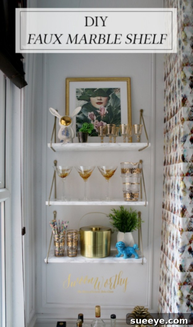 DIY Faux Marble Ideas - DIY Faux Marble Shelf - Easy Crafts and DIY Projects With Faux Marbling Tutorials - Paint and Decorate Home Decor, Creative DIY Gifts and Office Accessories DIY Faux Marble Shelf - Modern Home Decor Project for Elegant Wall Displays and Storage Solutions