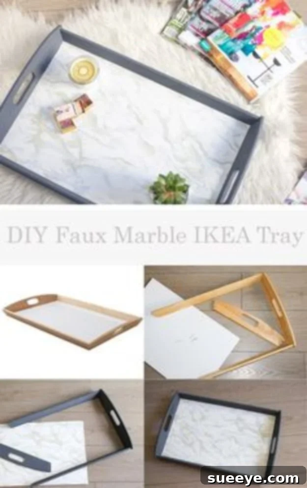 DIY Faux Marble Ideas - DIY Faux Marble IKEA Tray - Easy Crafts and DIY Projects With Faux Marbling Tutorials - Paint and Decorate Home Decor, Creative DIY Gifts and Office Accessories DIY Faux Marble IKEA Tray - IKEA Hacks for Elegant Serving Trays and Home Decor Accessories