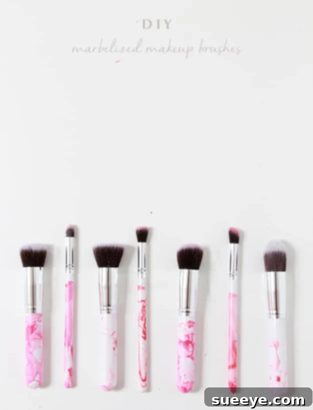 DIY Faux Marble Ideas - DIY Marbleized Makeup Brushes - Easy Crafts and DIY Projects With Faux Marbling Tutorials - Paint and Decorate Home Decor, Creative DIY Gifts and Office Accessories DIY Marbleized Makeup Brushes - Chic Beauty Accessories and Vanity Decor Ideas for a Glamorous Routine