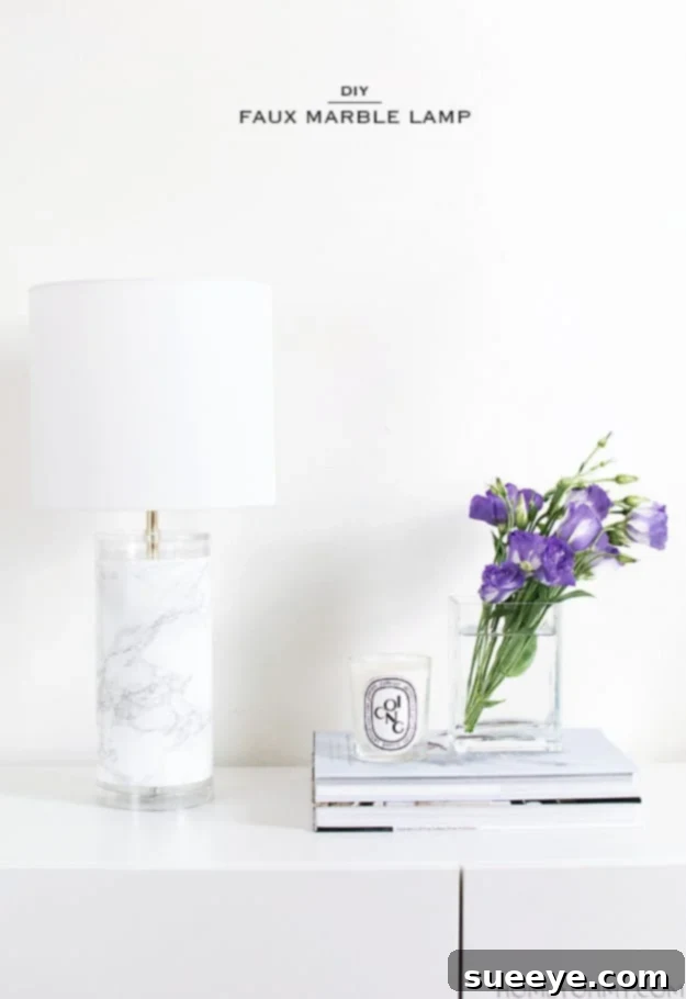 DIY Faux Marble Ideas - DIY Faux Marble Lamp - Easy Crafts and DIY Projects With Faux Marbling Tutorials - Paint and Decorate Home Decor, Creative DIY Gifts and Office Accessories DIY Faux Marble Lamp - Creative Lighting Ideas for Modern Home Decor and Elegant Ambiance