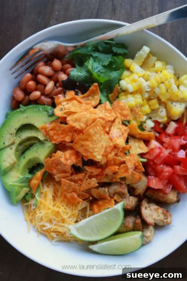 Southwest Salad With Garlic Lime Dressing And Doritos Southwest Salad with Garlic Lime Dressing and Doritos