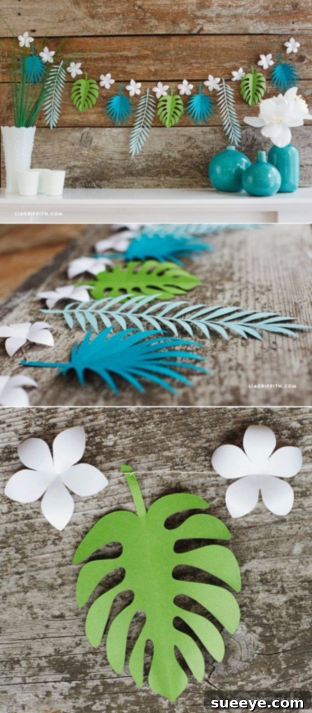 DIY Backyard Party Decor - Tropical Leaf Paper Garland - Cool Ideas for Decorations for Parties - Easy and Cheap Crafts for Summer Barbecues and Family Get Togethers, Swimming and Pool Party Fun - Step by Step Tutorials For Banners, Table Decor, Serving Ideas and Mason Jar Crafts r DIY Backyard Party Decor - Tropical Leaf Paper Garland - Cool Ideas for Decorations for Parties - Easy and Cheap Crafts for Summer Barbecues and Family Get Togethers, Swimming and Pool Party Fun - Step by Step Tutorials For Banners, Table Decor, Serving Ideas and Mason Jar Crafts r