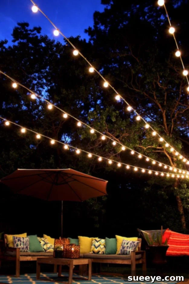 DIY Backyard Party Decor - Canopy Of String Lights - Cool Ideas for Decorations for Parties - Easy and Cheap Crafts for Summer Barbecues and Family Get Togethers, Swimming and Pool Party Fun - Step by Step Tutorials For Banners, Table Decor, Serving Ideas and Mason Jar Crafts r DIY Backyard Party Decor - Canopy Of String Lights - Cool Ideas for Decorations for Parties - Easy and Cheap Crafts for Summer Barbecues and Family Get Togethers, Swimming and Pool Party Fun - Step by Step Tutorials For Banners, Table Decor, Serving Ideas and Mason Jar Crafts r