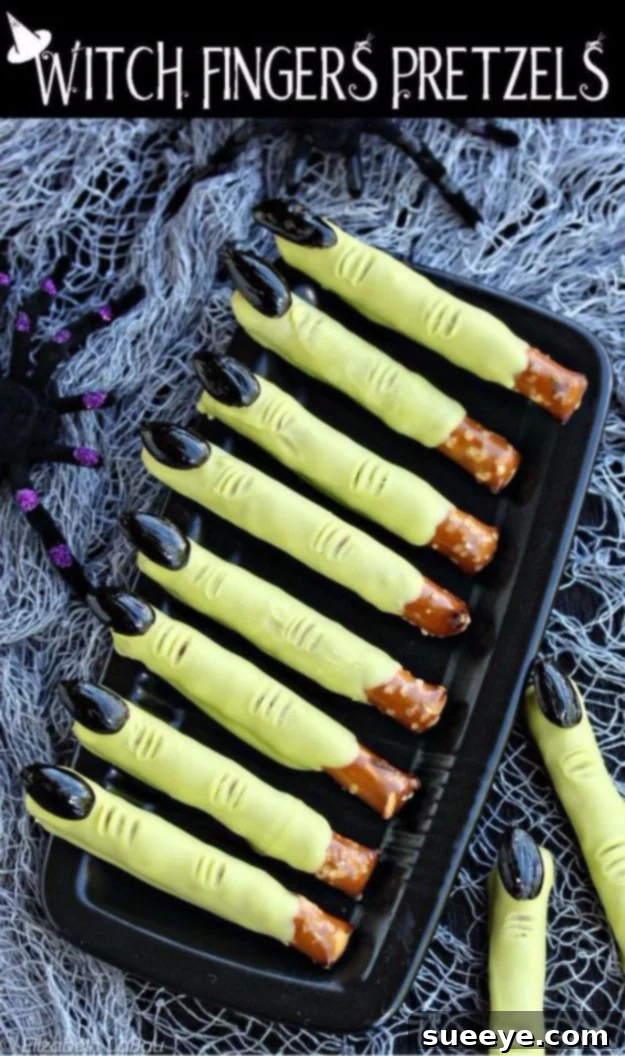 DIY Halloween Witch Finger Pretzel Rods Creepy Witch Finger Pretzel Rods for Halloween