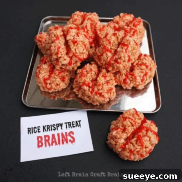 Spooky Rice Krispy Treat Brains Recipe Ghoulish Rice Krispy Treat Brains for Halloween