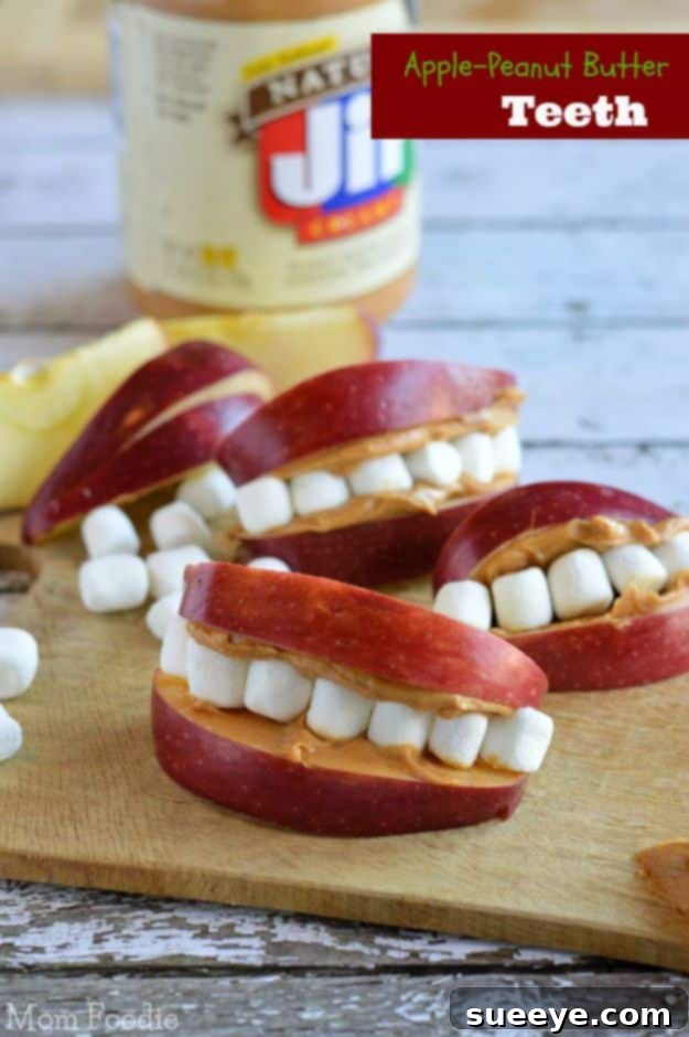 Easy Kids Halloween Snack: Apple Peanut Butter Teeth Healthy & Fun Apple Peanut Butter Teeth Snack