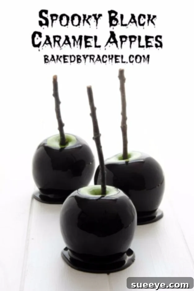 Homemade Spooky Black Caramel Apples Delicious Spooky Black Caramel Apples for Halloween