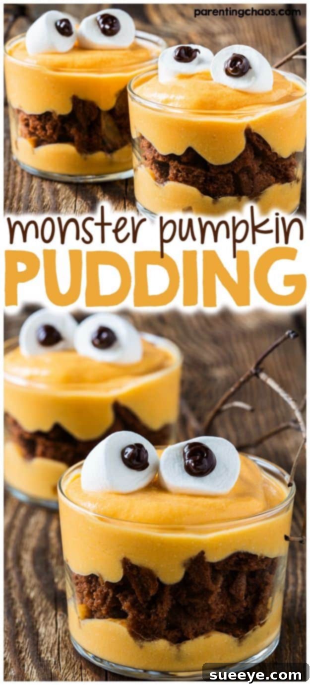 Easy Halloween Monster Pumpkin Pudding Recipe Fun Monster Pumpkin Pudding Cups for Halloween
