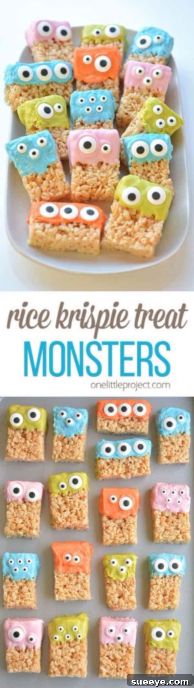 Easy & Fun Halloween Rice Krispie Treat Monsters Colorful Rice Krispie Treat Monsters for Halloween