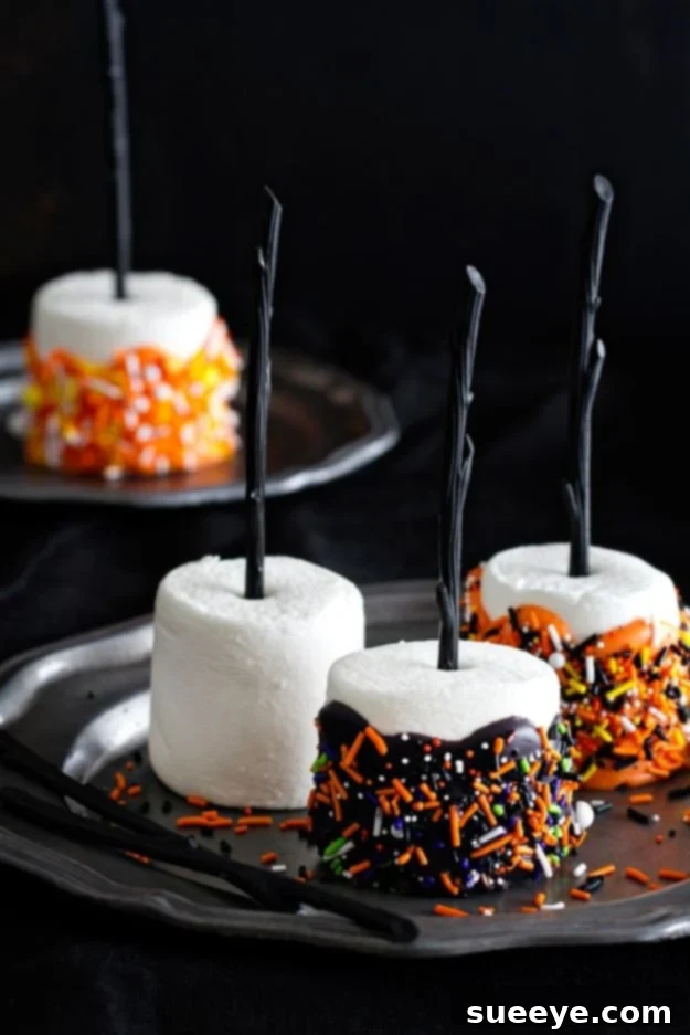 Easy Halloween Marshmallow Pops Recipe Decorated Halloween Marshmallow Pops with Candy
