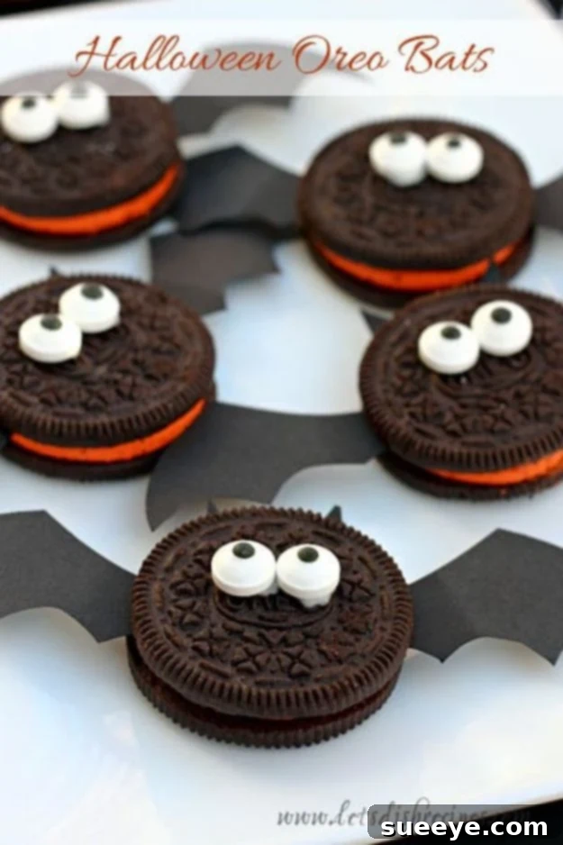 DIY Halloween Oreo Bat Treats Cute Halloween Oreo Bats with Orange Filling