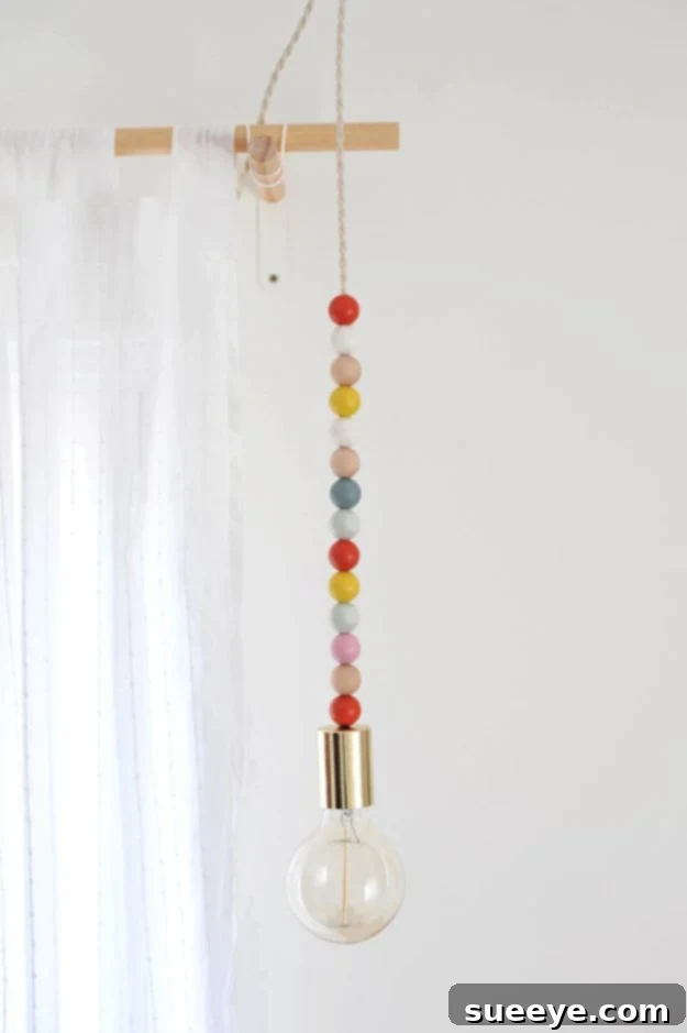 Modern Wooden Bead Pendant DIY Wooden Bead Pendant Light - natural and modern home lighting