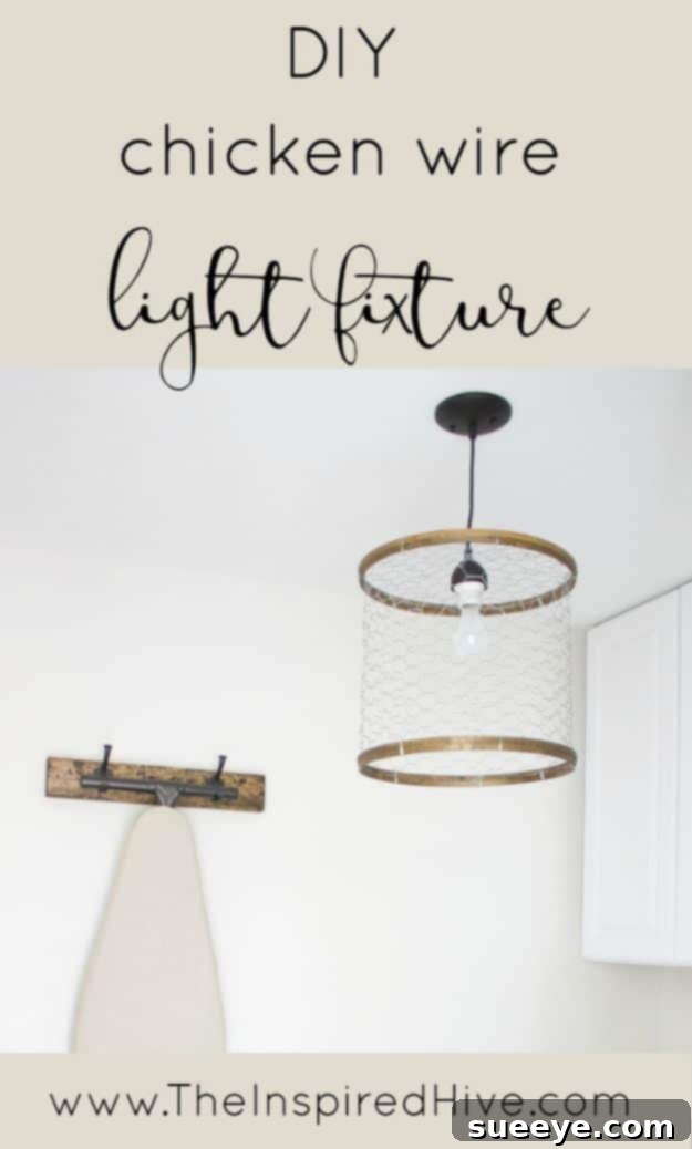 Rustic Chicken Wire Light DIY Chicken Wire Light Fixture - rustic farmhouse industrial decor