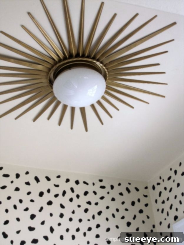 DIY Gold Sunburst Light Gold Sunburst Flush Mount Light - glamorous ceiling fixture