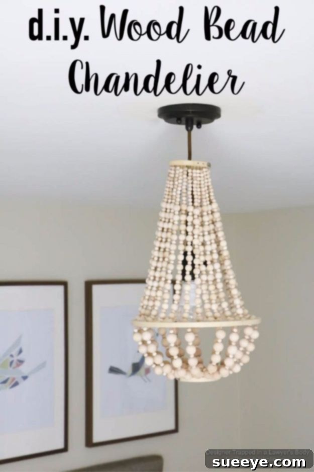 Bohemian Wood Bead Chandelier DIY Wood Bead Chandelier - bohemian natural lighting fixture