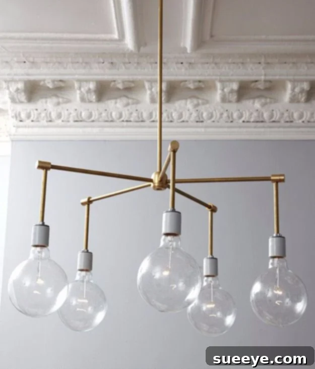 Geometric Brass Chandelier Brass Chandelier DIY - glamorous mid-century lighting