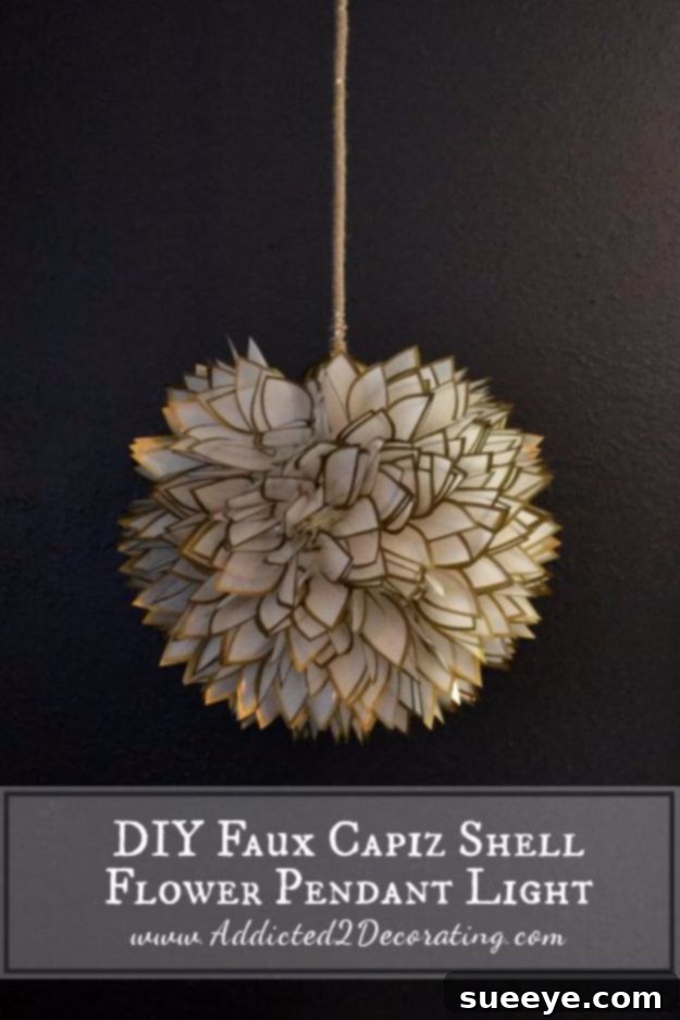 Faux Capiz Floral Pendant Light DIY Faux Capiz Shell Flower Pendant Light - elegant handmade lighting