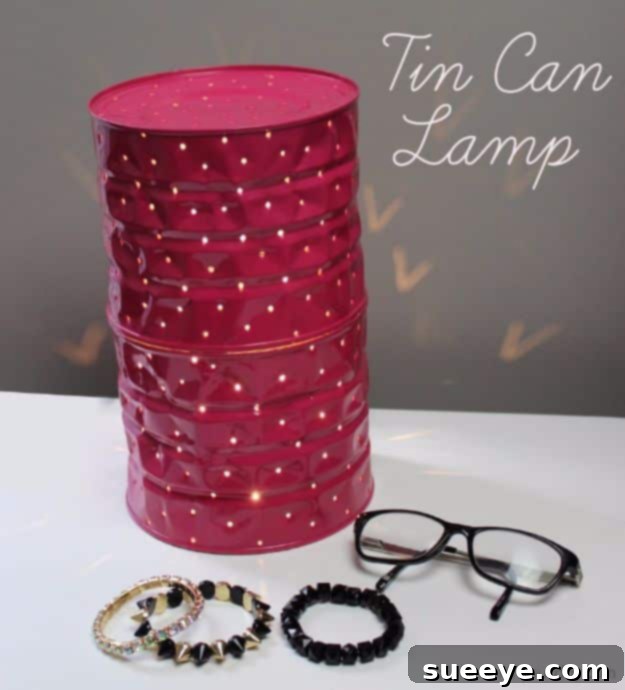 Repurposed Tin Can Lamp Tin Can Lamp - upcycled industrial lighting decor